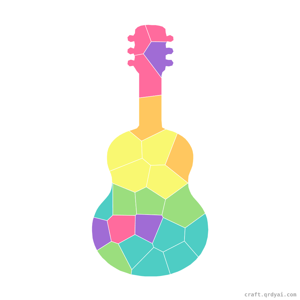 Acoustic Guitar mosaic sticker template — finished art