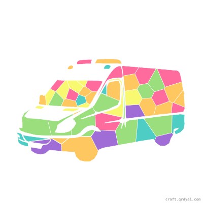 Ambulance mosaic sticker template — finished art preview