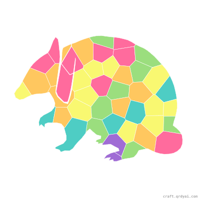 Armadillo mosaic sticker template — finished art preview