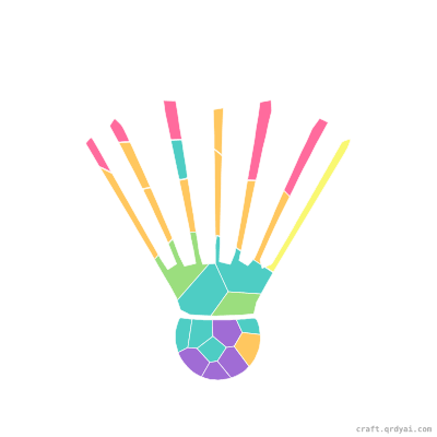 Badminton Shuttlecock mosaic sticker template — finished art preview