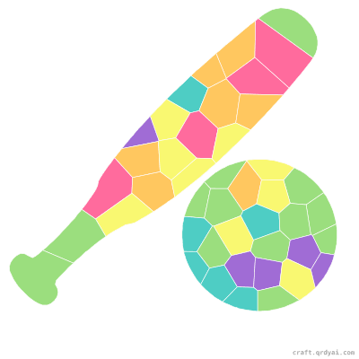 Baseball Bat mosaic sticker template — finished art preview