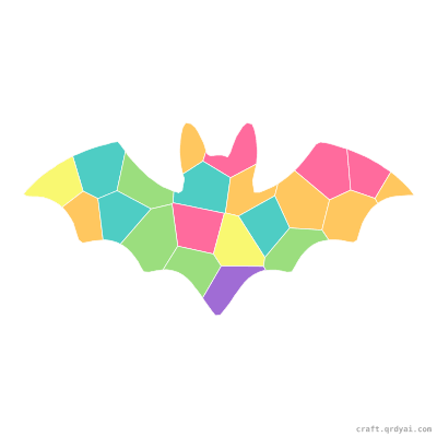 Bat mosaic sticker template — finished art preview