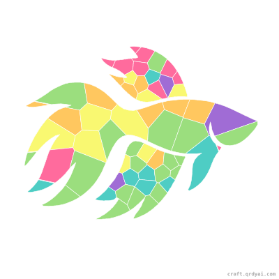 Betta Fish mosaic sticker template — finished art preview