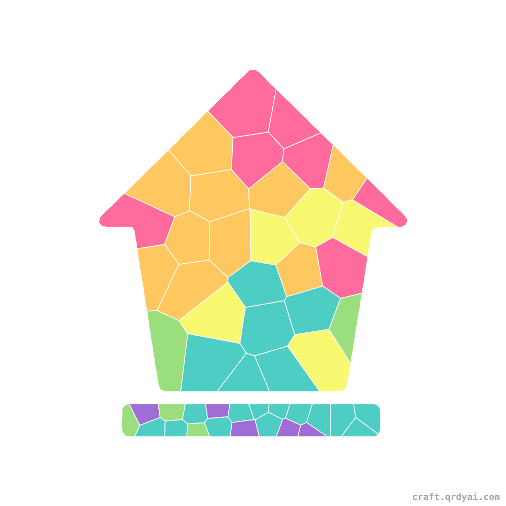 Birdhouse mosaic sticker template — finished art