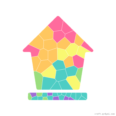 Birdhouse mosaic sticker template — finished art preview