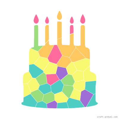 Birthday Cake mosaic sticker template — finished art preview