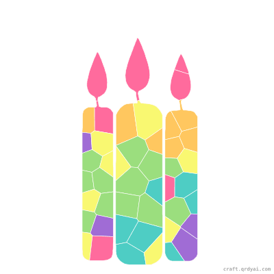 Birthday Candles mosaic sticker template — finished art preview
