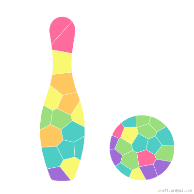 Bowling Pin mosaic sticker template — finished art preview