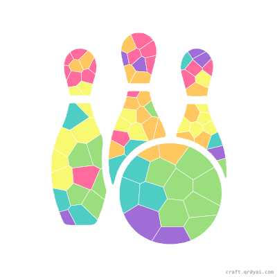 Bowling Pins mosaic sticker template — finished art preview