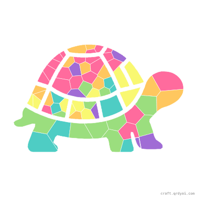 Box Turtle mosaic sticker template — finished art preview