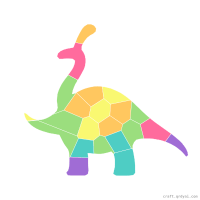 Brontosaurus mosaic sticker template — finished art preview