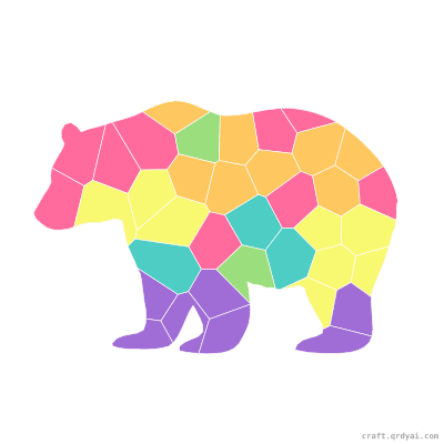 Brown Bear mosaic sticker template — finished art preview