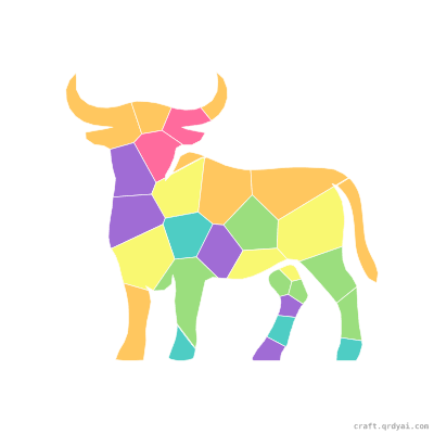 Bull mosaic sticker template — finished art preview