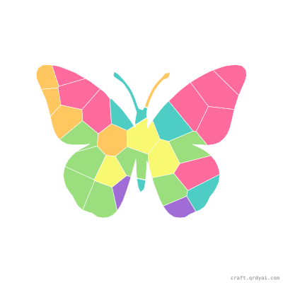 Butterfly mosaic sticker template — finished art preview