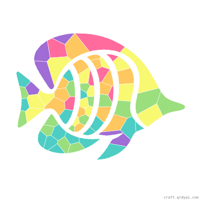 Butterflyfish mosaic sticker template — finished art preview
