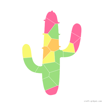 Cactus mosaic sticker template — finished art preview