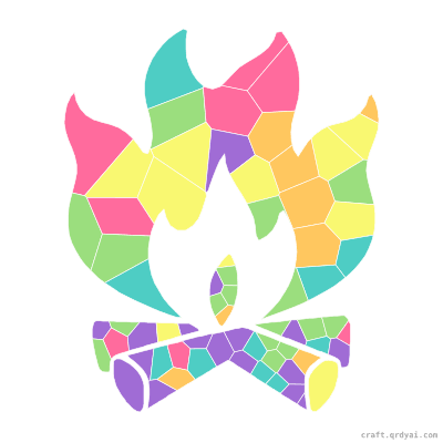 Campfire mosaic sticker template — finished art preview