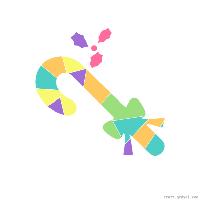 Candy Cane mosaic sticker template — finished art preview