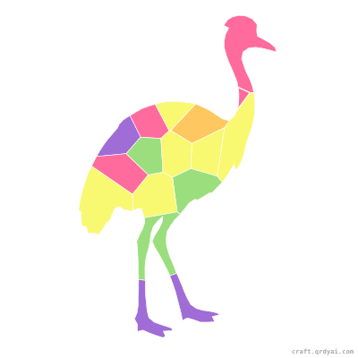 Cassowary mosaic sticker template — finished art preview