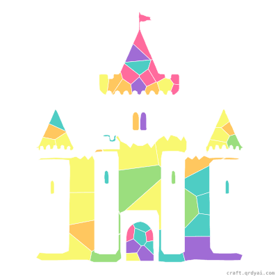 Castle mosaic sticker template — finished art preview