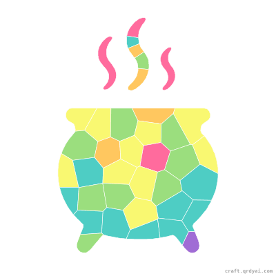 Cauldron mosaic sticker template — finished art preview