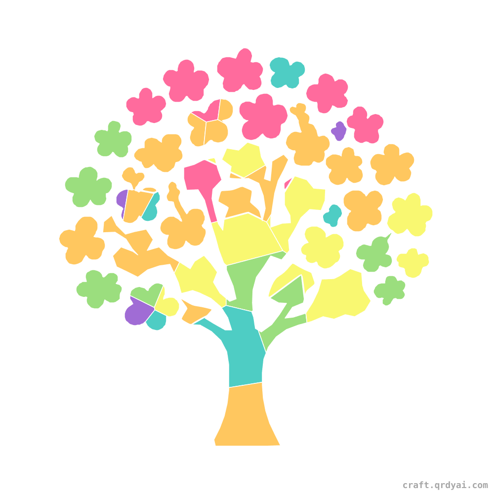 Cherry Blossom Tree mosaic sticker template — finished art