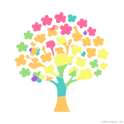 Cherry Blossom Tree mosaic sticker template — finished art preview