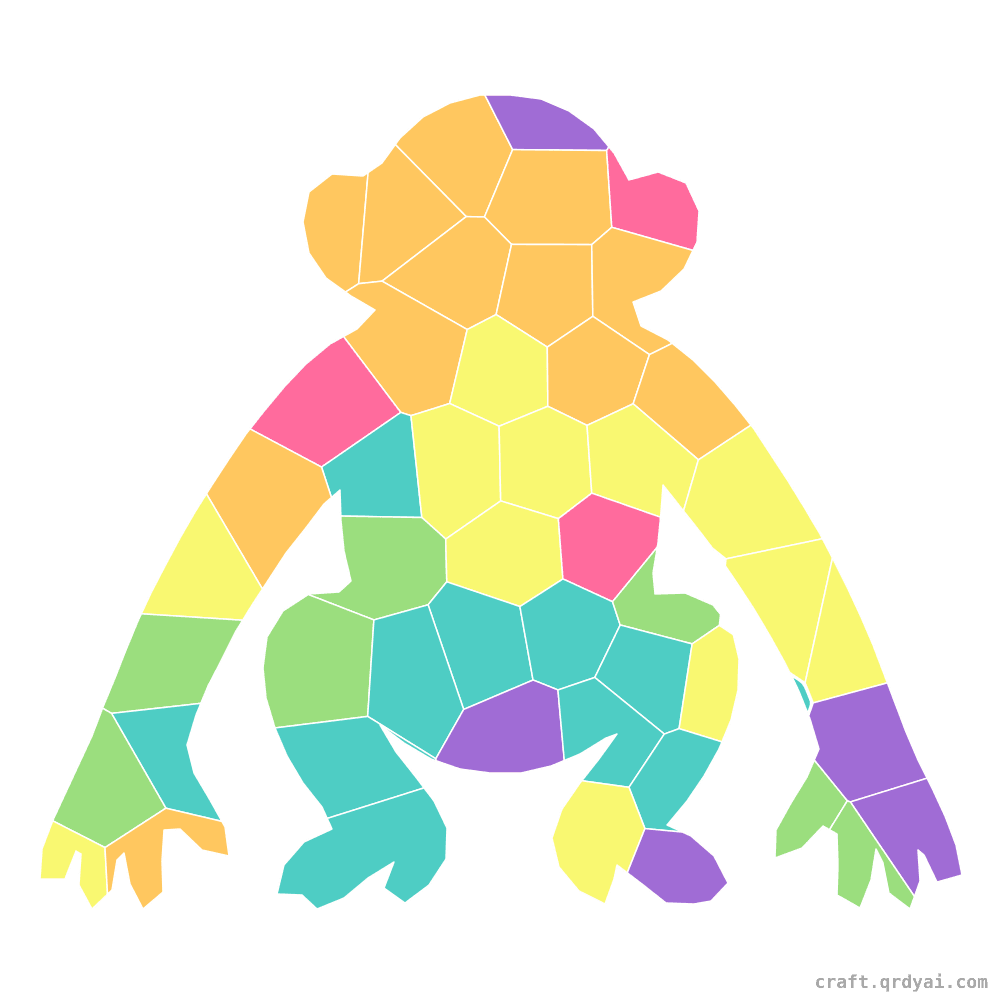 Chimpanzee mosaic sticker template — finished art