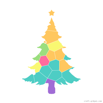 Christmas Tree mosaic sticker template — finished art preview