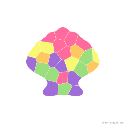 Clam Shell mosaic sticker template — finished art preview