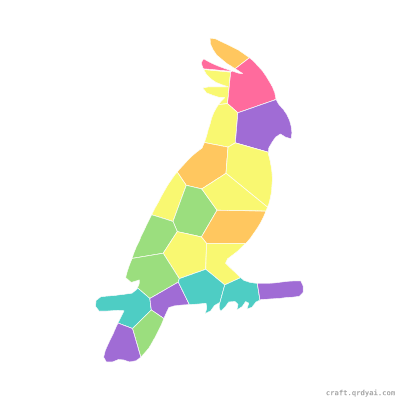Cockatoo mosaic sticker template — finished art preview