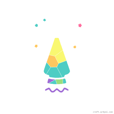 Confetti Popper mosaic sticker template — finished art preview