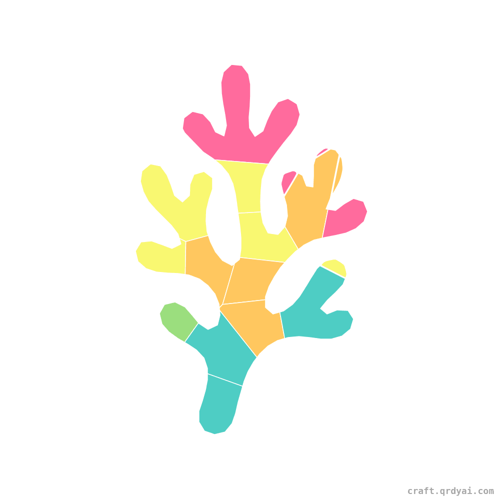 Coral mosaic sticker template — finished art
