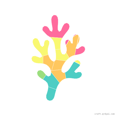 Coral mosaic sticker template — finished art preview