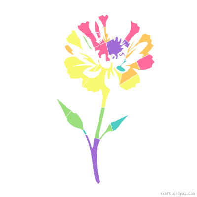 Cornflower mosaic sticker template — finished art preview