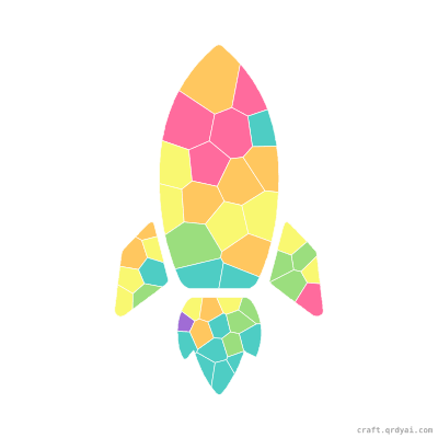 Cosmic Rocket mosaic sticker template — finished art preview