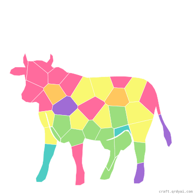Cow mosaic sticker template — finished art preview