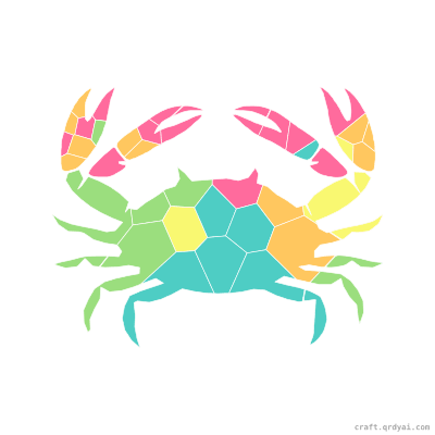Crab mosaic sticker template — finished art preview