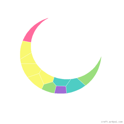 Crescent Shape mosaic sticker template — finished art preview