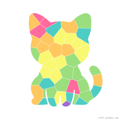 Cute Kitten mosaic sticker template — finished art preview