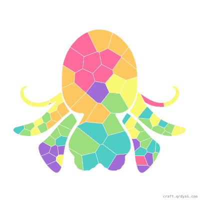 Cuttlefish mosaic sticker template — finished art preview