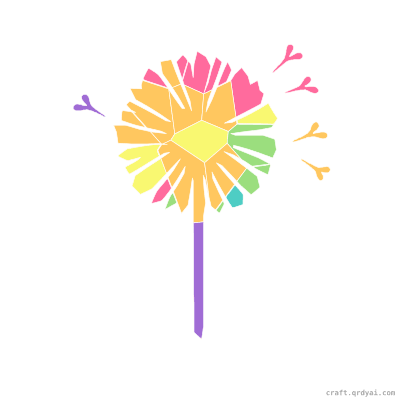 Dandelion Puff mosaic sticker template — finished art preview