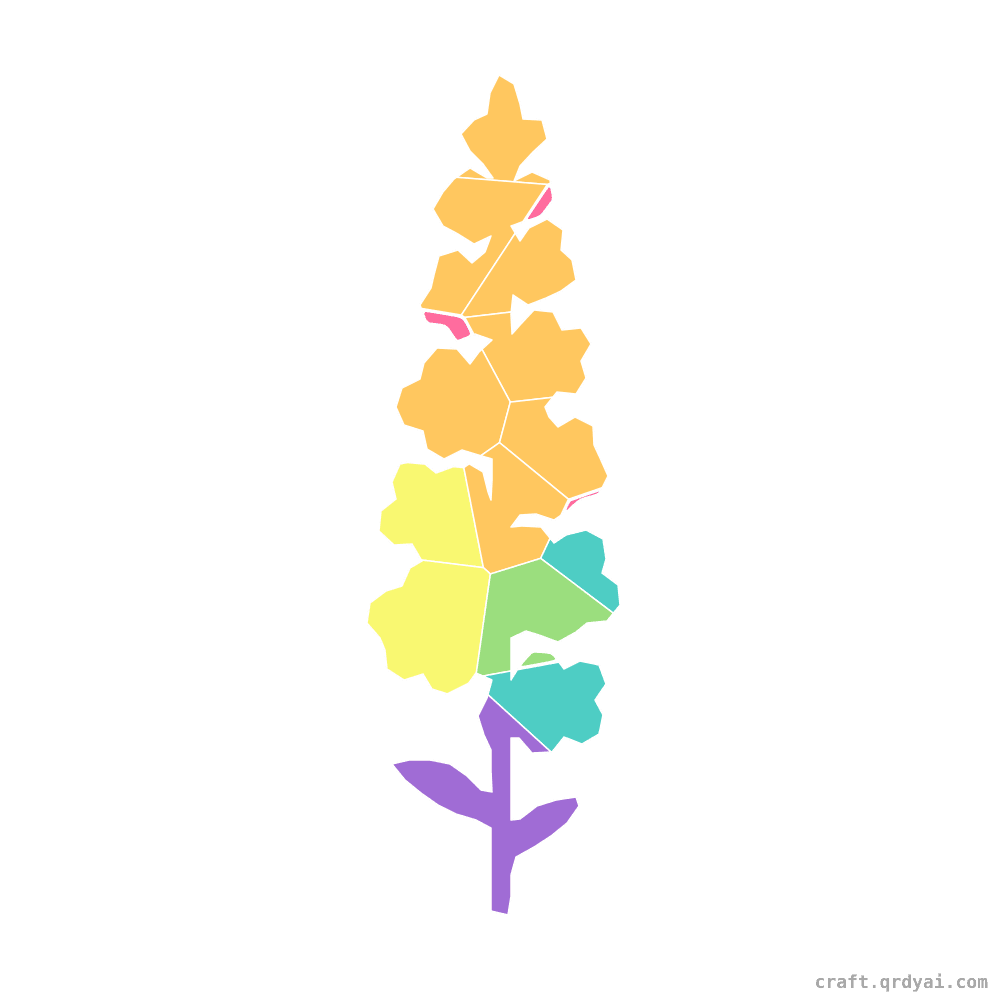 Delphinium mosaic sticker template — finished art