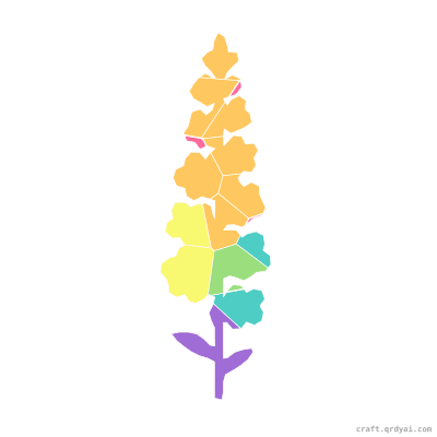 Delphinium mosaic sticker template — finished art preview