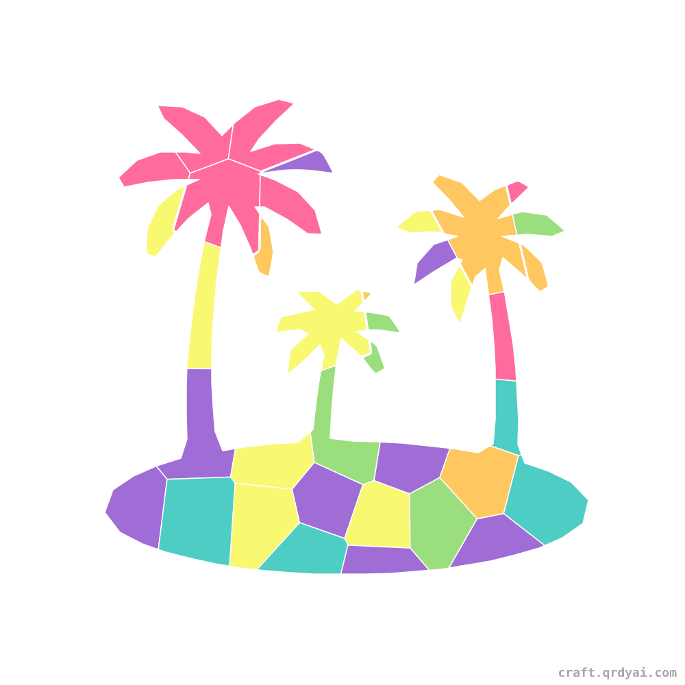 Desert Oasis mosaic sticker template — finished art