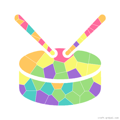 Drum mosaic sticker template — finished art preview