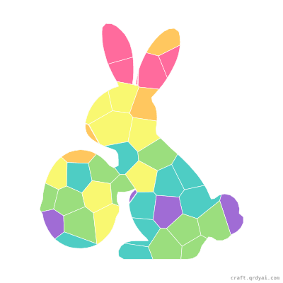 Easter Bunny mosaic sticker template — finished art preview