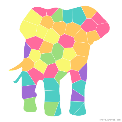 Elephant mosaic sticker template — finished art preview