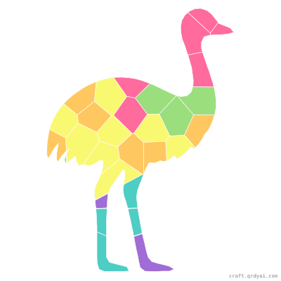 Emu mosaic sticker template — finished art preview