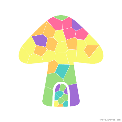 Fairy Toadstool mosaic sticker template — finished art preview